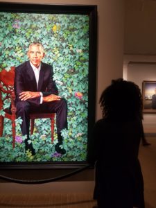 Live photo of Barrak Obama portrait in National Portrait Gallery